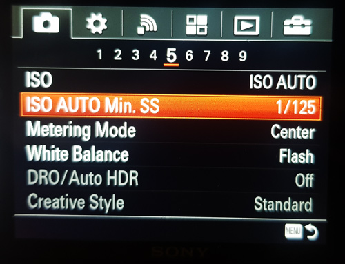 Where to find ISO AUTO Min. Shutter Speed in Sony Menu on A7RII (yours may be different)